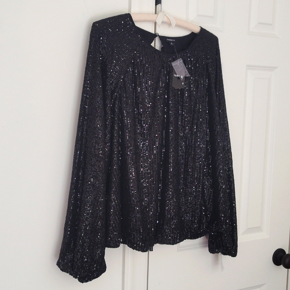 NWT Torrid Sequin Bubble Hem Blouse 3X - Picture 4 of 16